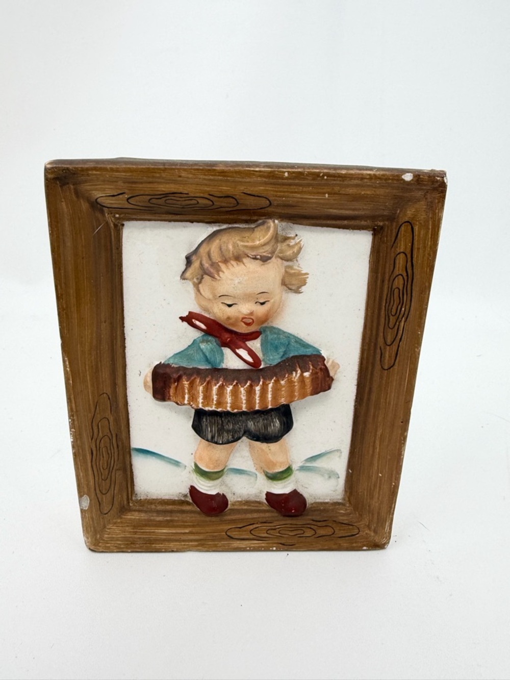 Lipper & Mann Boy with Accordian Wall Pocket Porcelain 4x5 Vintage Vase